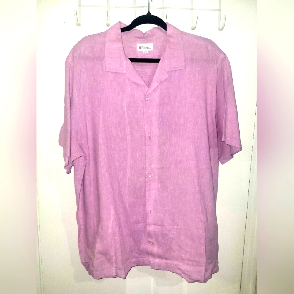 Men's Gap linen button-down short sleeve shirt